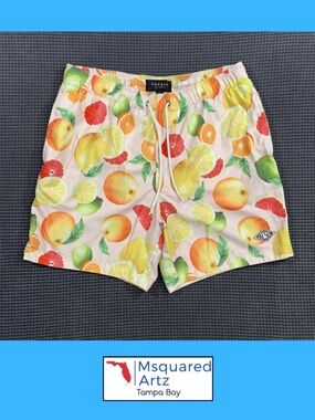 PacSun Citrus Fruit Swim Trunks Mens Large Tropical Beach Shorts